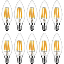 Lot de 10 ampoules LED à filament E14 6W 600LM 2700K, équivalent à une ampoule halogène de 60W