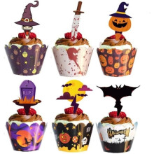 48 décorations pour cupcakes d'Halloween (emballages inclus), livraison aléatoire