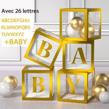 Décoration de boîte à ballons pour baby shower, boîte à ballons avec lettres pour baby shower, anniversaire, révélation du sexe du