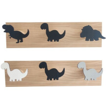 Crochets muraux dinosaures pour enfants, porte-manteaux, patères en bois, décoration de porte pour chambre ou salle de jeux de garçon.