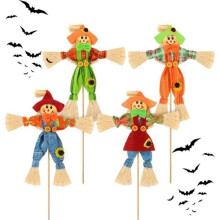 Set di 4 spaventapasseri decorativi, decorazioni di Halloween a tema raccolto, piccolo spaventapasseri a forma di uccello, decorazione