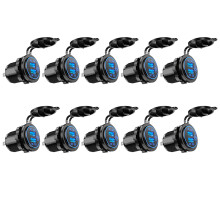 10X Carga Rápida 3.0 Cargador de Coche USB Dual 12V 36W Cargador Rápido USB con Interruptor para Moto Camión Carro de Azul