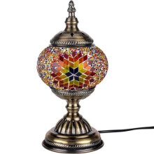 Lamp - Turks - Mozaïek - Vintage - Meerkleurig - Bureaulamp - Glas en brons