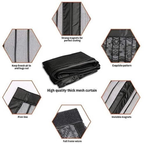 Mosquito Net - Black - 90x220CM - Magnetic - Automatic Closing - Drill-Free Installation 2