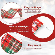 60mm tartan ribbon, twisted burlap ribbon, Christmas ribbon, Christmas ribbon for gift wrapping