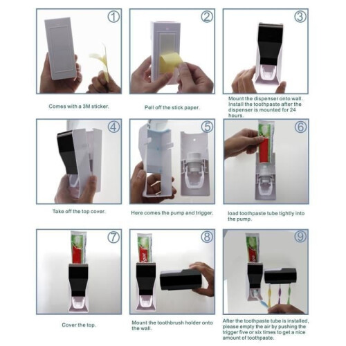 Automatic Toothpaste Dispenser and Toothbrush Holder