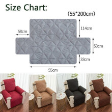 Reversible Waterproof Armchair Cover, 55 x 200cm Universal 1-Seater Recliner Sofa Cover with Elastic Straps, Black