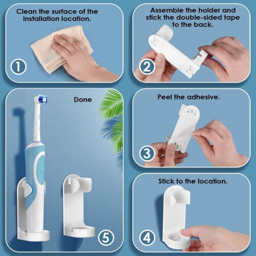 PZCC Plastic Wall-Mounted Electric Toothbrush Holder Organizer for Bathroom 2