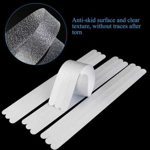 Striscia antiscivolo autoadesiva - 24 pezzi - Plastica - Ecologica - Bianca 1