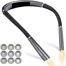 LED-leeslamp voor om de nek, 3 kleuren, 6 helderheidsniveaus, opvouwbare arm, oplaadbaar, duurzaam, ideaal voor...