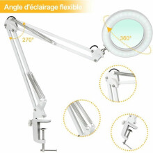 Tischklemme mit 8-facher Vergrößerung, Schwenkarm, dimmbarer LED und 10 Helligkeitsstufen