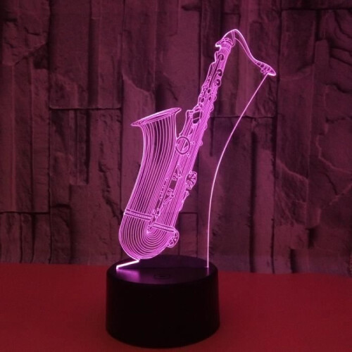 JUSTUP 3D Lamp Illusion Νυχτερινό Φως με Ρυθμιζόμενη Ρύθμιση 16 Χρωμάτων, Smart Touch Magic Saxophone