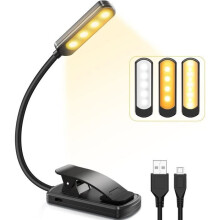Luci da lettura, 9 luci da lettura a LED alimentate tramite USB, lampada a clip, girevole a 360, mini luce notturna