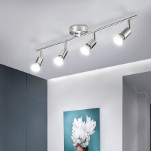 Plafoniera a LED con 4 faretti regolabili, 4 lampadine GU10 da 6W, luce bianca neutra, plafoniera non dimmerabile [Classe energetica