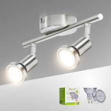Plafoniera a LED - Senza nome - 2 faretti orientabili - Nichel opaco - 2800K - 12 Watt