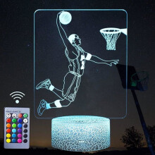 3D-Nachtlicht in Form eines Basketballspielers, dekorative LED-Lampe mit Fernbedienung und Smart-Taste, 16 Farben