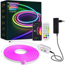 Striscia LED al neon - RGBIC - 5 m - Multicolore - Impermeabile IP67 - Controllo tramite Wi-Fi e musica