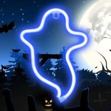 Sininen haamuneonlamppu Halloweeniin, luova muoto, koristeellinen USB-yövalo kotiin
