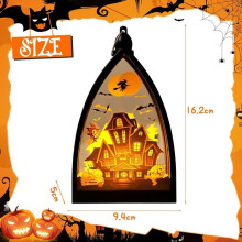 Halloween Decorative Lanterns - Set of 3 - Pumpkin/Skeleton/Castle Designs - Flameless LED - Battery Operated
