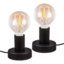 Retro-Schreibtischlampe aus Metall – MICH – 2 Stück – Schwarz – Schnurschalter – E27 – 10 x 10 x 8,9 cm – LED – Dekorativ