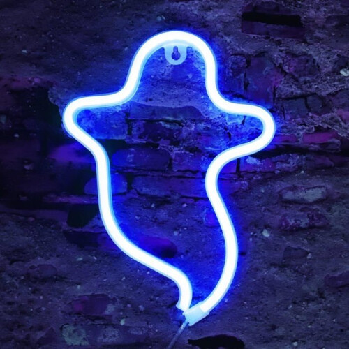 Blue ghost neon lamp for Halloween, creative shape, decorative USB night light for the home 2