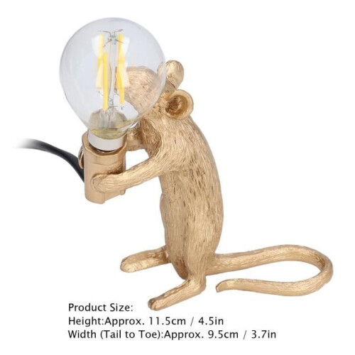 Zerone Animal Lamp, Soft Lighting, Simple Operation, Realistic Image, Modern Resin Mouse Lamp for 1