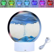 Table Lamp - 3D - LED Hourglass - 7 Colors - Round Glass - Touch Control