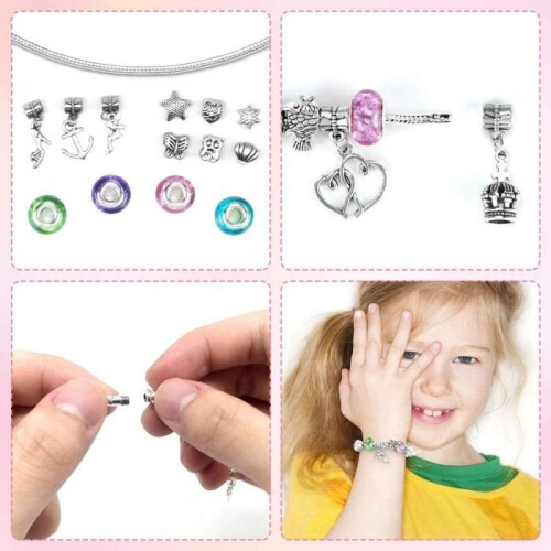 Kit de création de bracelet et collier avec perles colorées et pendentif 2
