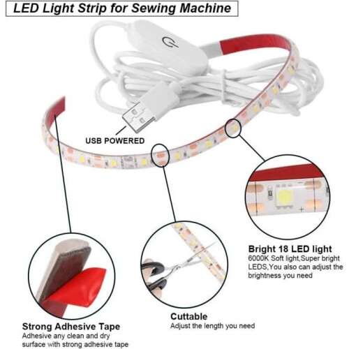 USB LED Strip Light - Not Specified - 30cm - 18 LEDs - 6000K - Touch Dimmer 2