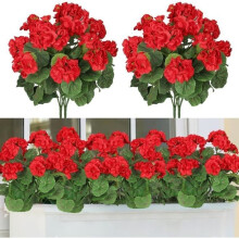 Fleurs artificielles - Géranium - Soie de haute qualité - Résistant aux UV - 36 cm