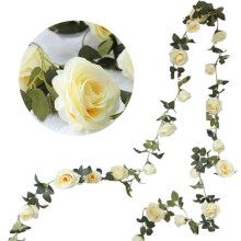 Guirlande de fleurs artificielles - LEOCLOTHO - Blanche - 220 cm - Intérieur - À suspendre