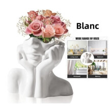 Vase décoratif - Céramique - Tête de fille - Blanc - Design contemporain - Pratique