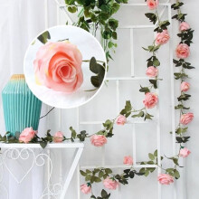 Guirlande de fleurs artificielles - LEOCLOTHO - Rose - 220 cm - Intérieur - À suspendre