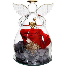 Figurines - LECOO - Ange rose éternel - Cadeau pour femme - Fleurs naturelles - Rouge