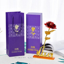 La Rose Éternelle, Coffret Cadeau avec Rose en feuille d'or 24 carats (Rouge)