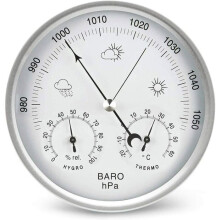 Analoge Wetterstation mit Barometer, Thermometer und Hygrometer zur Messung des Luftdrucks. Einfache Bedienung und gute Ablesbarkeit.