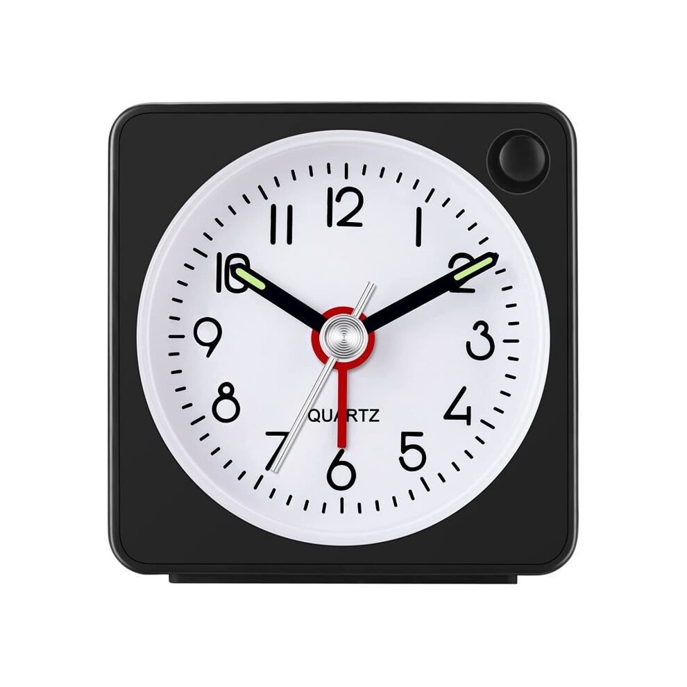 Aihontai Travel Alarm Clock - Classic - Black - Mini Design - Snooze Function - Crescendo Alarm