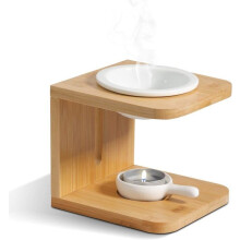 Ensemble de 1 brûleur à huile essentielle, fondoir à cire parfumée en céramique avec porte-bougie chauffe-plat décoratif