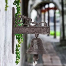 Campanello per porta d'ingresso, campanello decorato per porta di casa di campagna, campanello da parete antico in ghisa con decorazioni