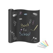 Large Adhesive Chalkboard Erasable Wall Sticker with 5 Chalks for School, Office, Home, 60*200cm, Black