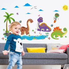 Autocollants muraux de baby-sitting sur le thème du paradis des dinosaures