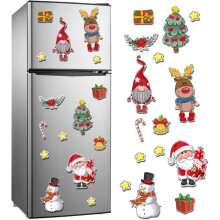 Adesivi magnetici natalizi riutilizzabili per frigorifero (25 cm): Babbo Natale, renne, pupazzo di neve, gnomo e altri m,o