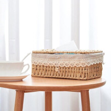 Boîte à mouchoirs en rotin tressé, porte-mouchoirs en osier, pour voiture, salle de bain, coiffeuse