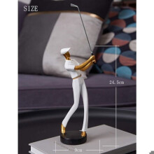Statuetta artistica da golfista, decorazione, scultura da golf in resina, regalo artistico, bianca, 24 cm PZCC