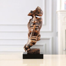 Statuette rétro en résine représentant un penseur, décoration artistique pour le salon, sculpture « Le silence est d'or », accessoires