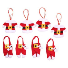 Porte-couverts de Noël - Décoration de fête - Lot de 8 - Tissu non tissé - Rouge - 10 x 11 cm
