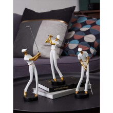 Figurine décorative de golfeur, sculpture en résine blanche de 24 cm (PZCC).