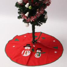Jupe de sapin de Noël - TEMPSA - Bonhomme de neige - Tissu non tissé - Rouge, vert, blanc - 900 mm