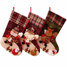 Chaussettes de Noël - Village de Noël - Lot de 3 - 47 cm - Décoration intérieure - Tissu doux