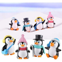 Ensemble de 8 mini figurines de pingouins, décorations miniatures de pingouins, figurines d'animaux, décorations en résine pour micro-paysages